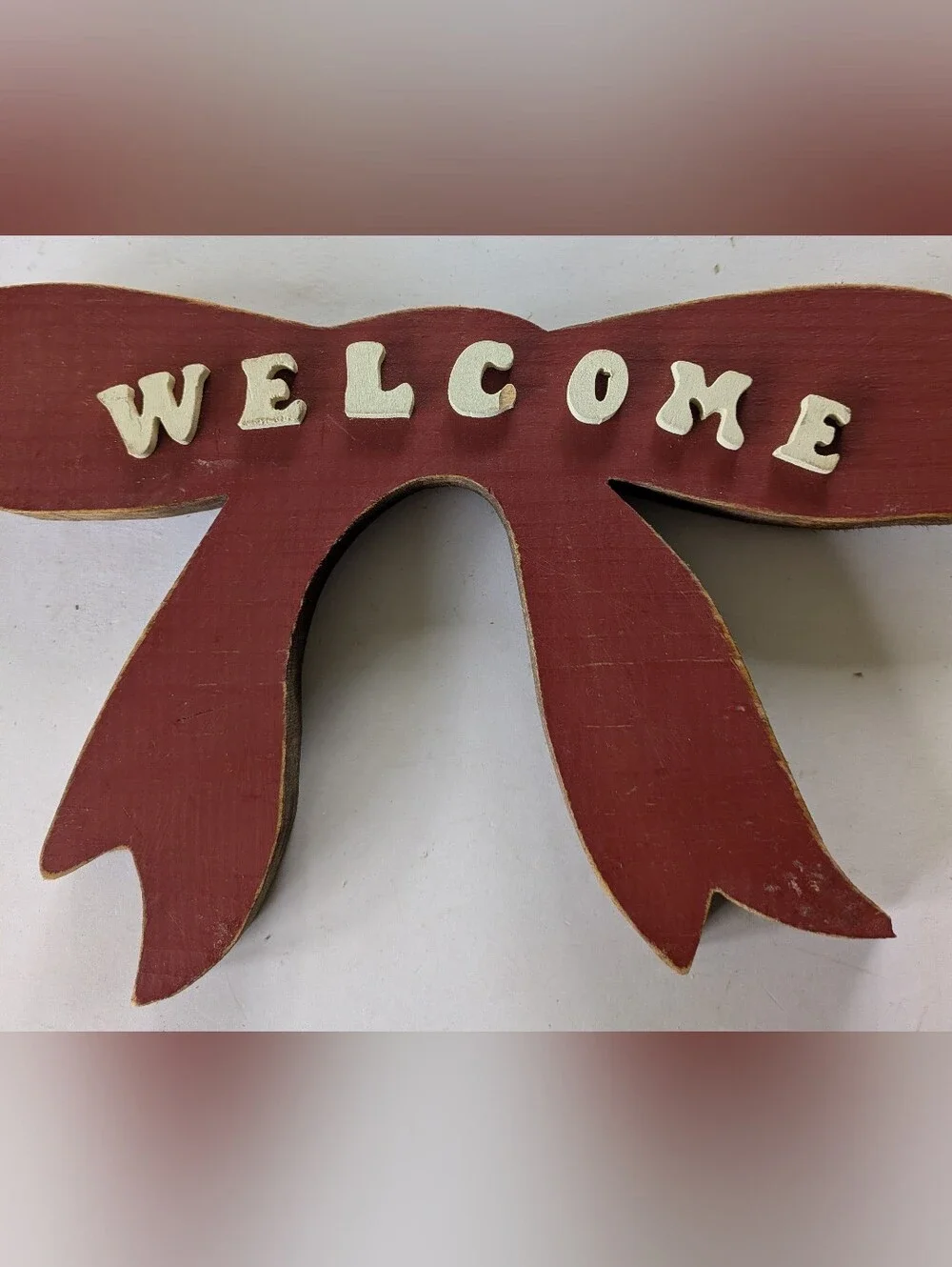 Welcome Handmade Wood Rustic Vintage Sign 1992 Back Hook for Wall Decor